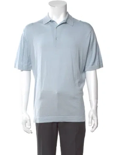 Pre-owned John Smedley Crew Neck Short Sleeve Polo Shirt In Blue