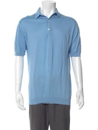 Pre-owned John Smedley Crew Neck Short Sleeve Polo Shirt In Blue