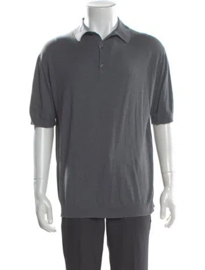 Pre-owned John Smedley Crew Neck Short Sleeve Polo Shirt In Gray
