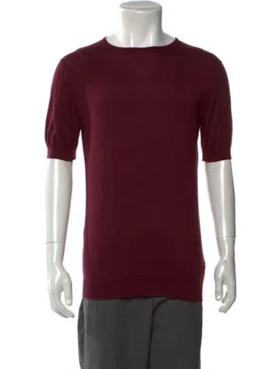 Pre-owned John Smedley Crew Neck Short Sleeve Pullover In Red