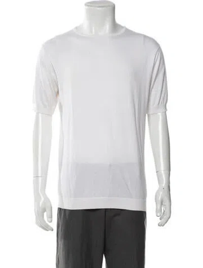 Pre-owned John Smedley Crew Neck Short Sleeve Pullover In White