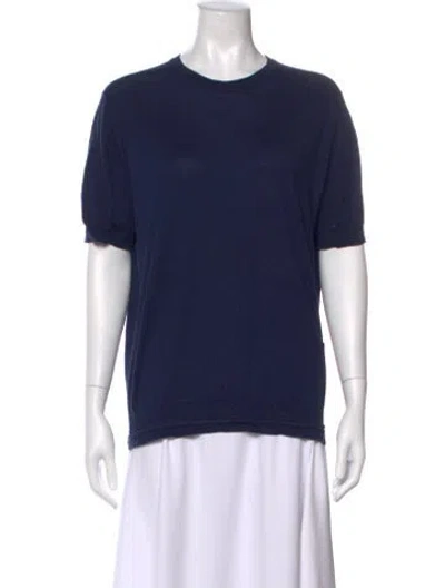 Pre-owned John Smedley Crew Neck Short Sleeve T-shirt In Blue