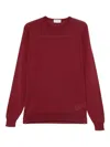John Smedley Long Sleeve Ribbed Cuff Round Neck Sweater In Red