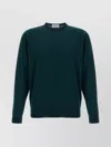 John Smedley Crew Neck Sweater Ribbed Cuffs In Green