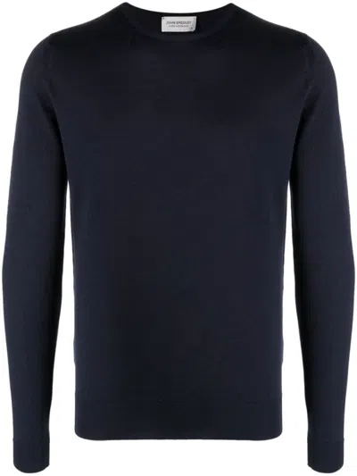 John Smedley Dark Blue Crew Neck Sweater