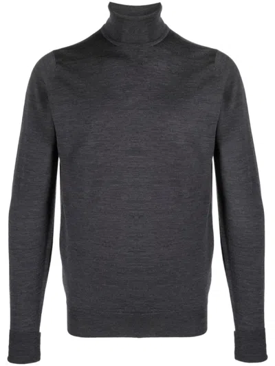 JOHN SMEDLEY DARK GREY TURTLE NECK SWEATERS