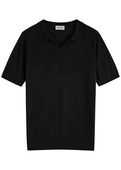 John Smedley Donnelly Knitted Cotton Polo Shirt In Black