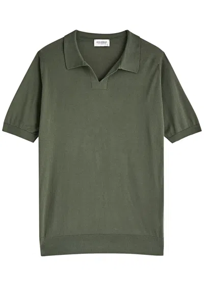 John Smedley Donnelly Knitted Cotton Polo Shirt In Dark Green