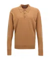 John Smedley 'dorset' Long Sleeves Polo Shirt In Brown