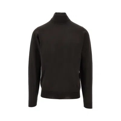 John Smedley Erino Wool Turtleneck Sweater In Brown