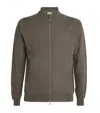John Smedley Extra Fine Merino Wool 16.singular Bomber Jacket In Green