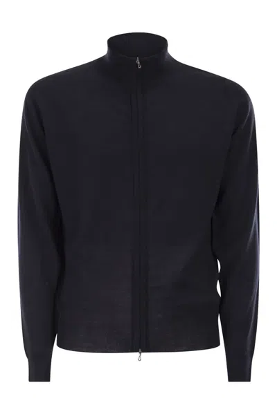 John Smedley Extra Fine Merino Wool Cardigan In Blue