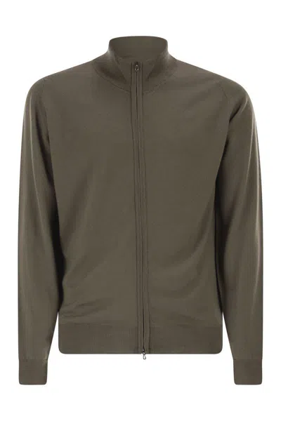 John Smedley Extra Fine Merino Wool Cardigan In Brown