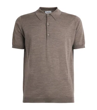 John Smedley Extra Fine Merino Wool Macloud Polo Shirt In Brown