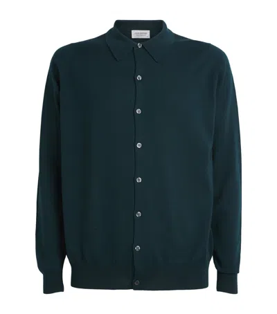 John Smedley Extra Fine Merino Wool Tibor Shirt In Green