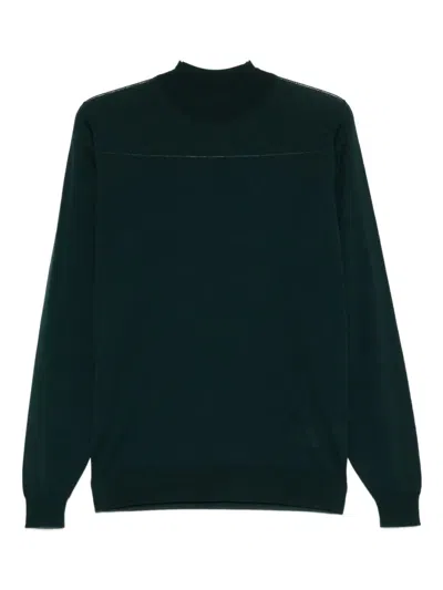 John Smedley Extra Fine Merino Wool Turtle Neck Sweater In Green