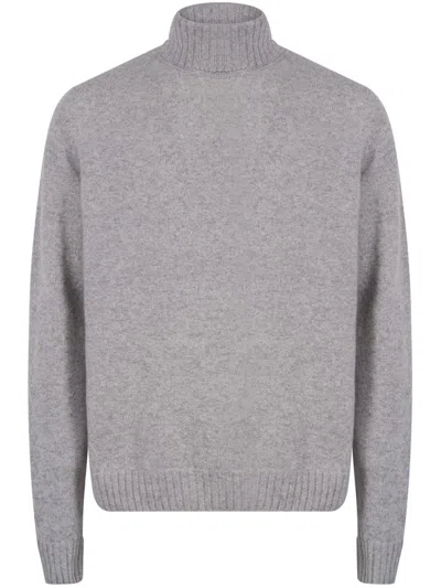 John Smedley Cashmere Merino Blend Roll Neck Sweater In Gray