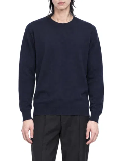 John Smedley Farhill Merino Wool Crewneck Jumper In Midnight