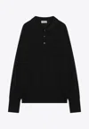 John Smedley Cotton Polo Shirt With Ribbed Cuffs And Hem