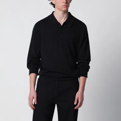 John Smedley Finchley Mini Polo In Cotton In Black