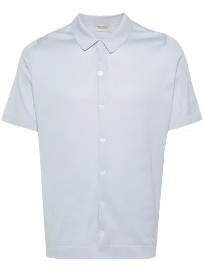 John Smedley Fine-knit Short-sleeved Shirt In Blue