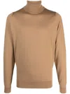 John Smedley Fine-knit Wool Roll-neck Jumper In Brown