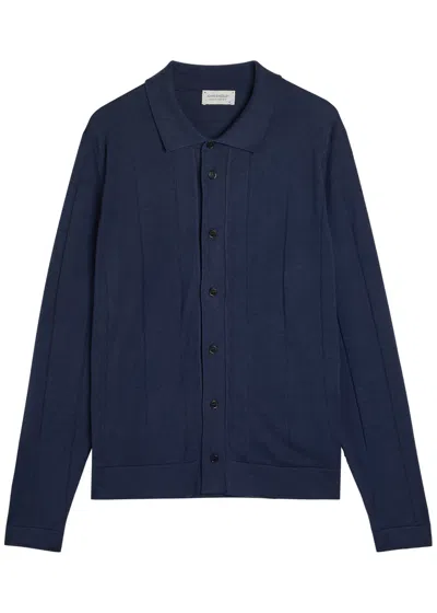 John Smedley Floyd Sea Island Cotton Cardigan In Blue