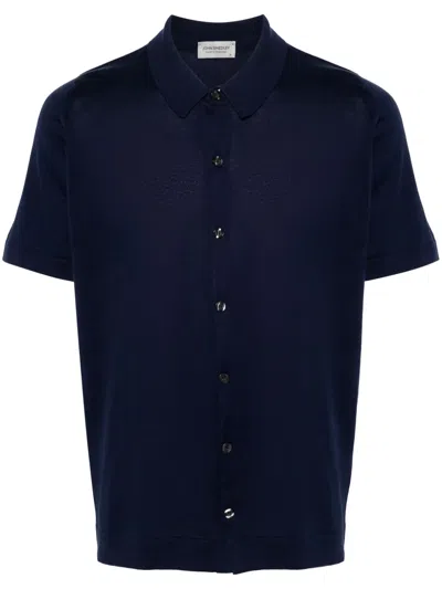 John Smedley Folke Fine-ribbed Shirt In Blue