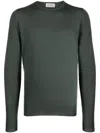 John Smedley Crew Neck Jersey Knit Sweater In Green