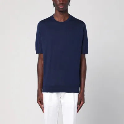 John Smedley French Navy Kempton Jumper In Cotton In Blue