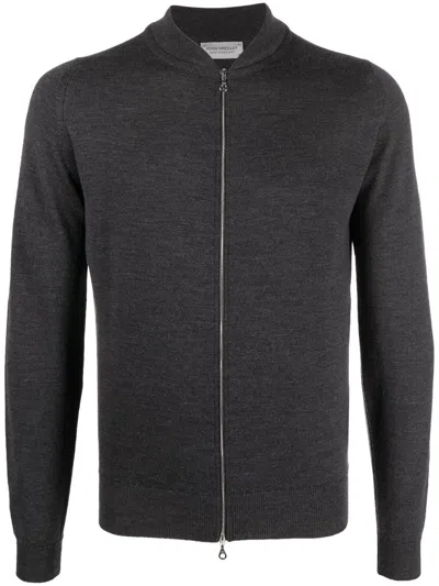 John Smedley Front Zip-fastening Knit Cardigan In Grey