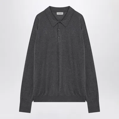 John Smedley Gray Finchley Polo In Cotton In Grey