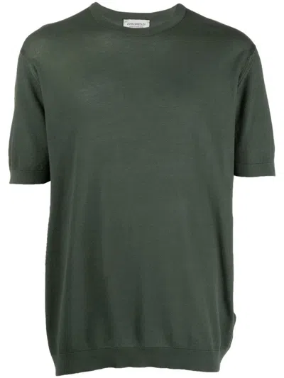 JOHN SMEDLEY GREEN COTTON T-SHIRT