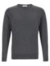 John Smedley Crew Neck Sweater With Ribbed Cuffs In Grey