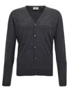 John Smedley Classic V-neck Cardigan With Ribbed Cuffs And Hem In Grey