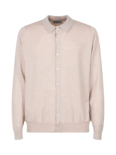 JOHN SMEDLEY GREY POLO CARDIGAN SWEATER