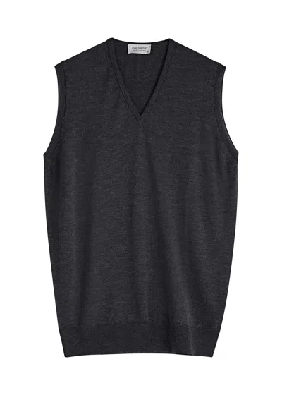 John Smedley Hadfield Wool Vest In Dark Grey