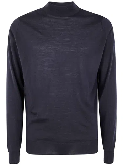 John Smedley "harcourt" Mock Neck In Blue