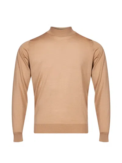 John Smedley Harcourt Mock-neck Sweater In Brown