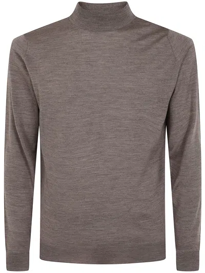 John Smedley Merino Wool Turtleneck Long-sleeve Pullover In Brown