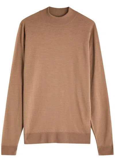 John Smedley Harcourt Wool Jumper In Mid Brown
