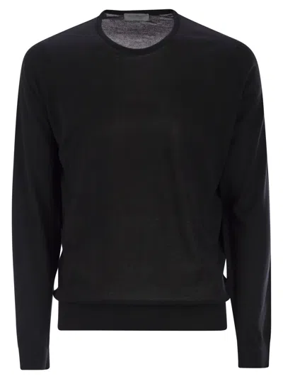 John Smedley Hatfield Cotton Crew Neck Sweater In Black