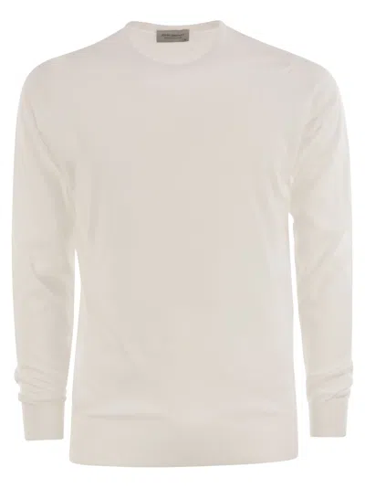John Smedley Hatfield Cotton Crew Neck Sweater In White