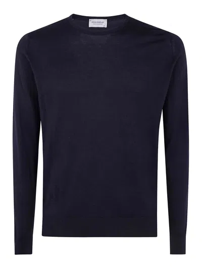 John Smedley Hatfield Long Sleeves Crewneck Pullover In Navy
