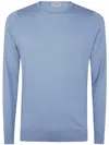 John Smedley Hatfield Long Sleeves Crewneck Pullover In Sea Glass