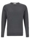 John Smedley Crew Neck Sweater With Ribbed Cuffs In Gray