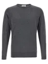 John Smedley Crew Neck Sweater With Ribbed Cuffs In Gray