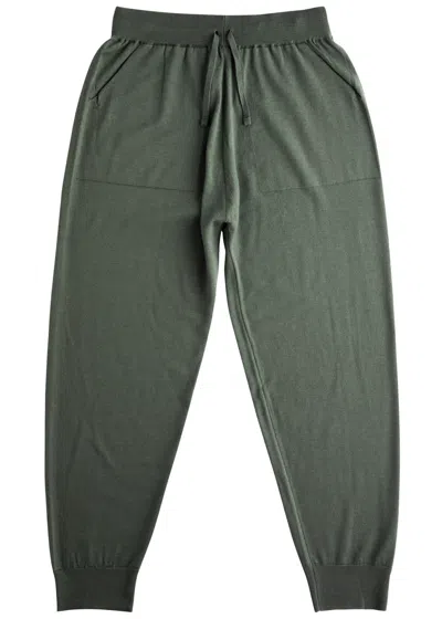 John Smedley Henning Wool Sweatpants In Dark Green