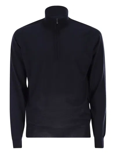 John Smedley High-neck Zip Sweater In Black