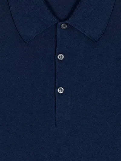 John Smedley Isis Fine Knit Cotton Polo Shirt In Blue